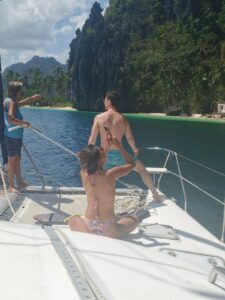 Guests snorkelling in clear water near Paradise Island