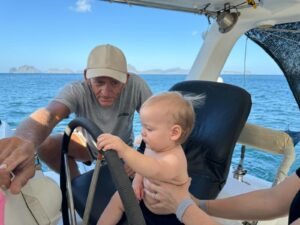 Showing a potential new captain the controls on the bridge of Maria